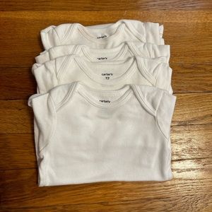 Carters set of 4 long sleeve white onsies, size 12 month